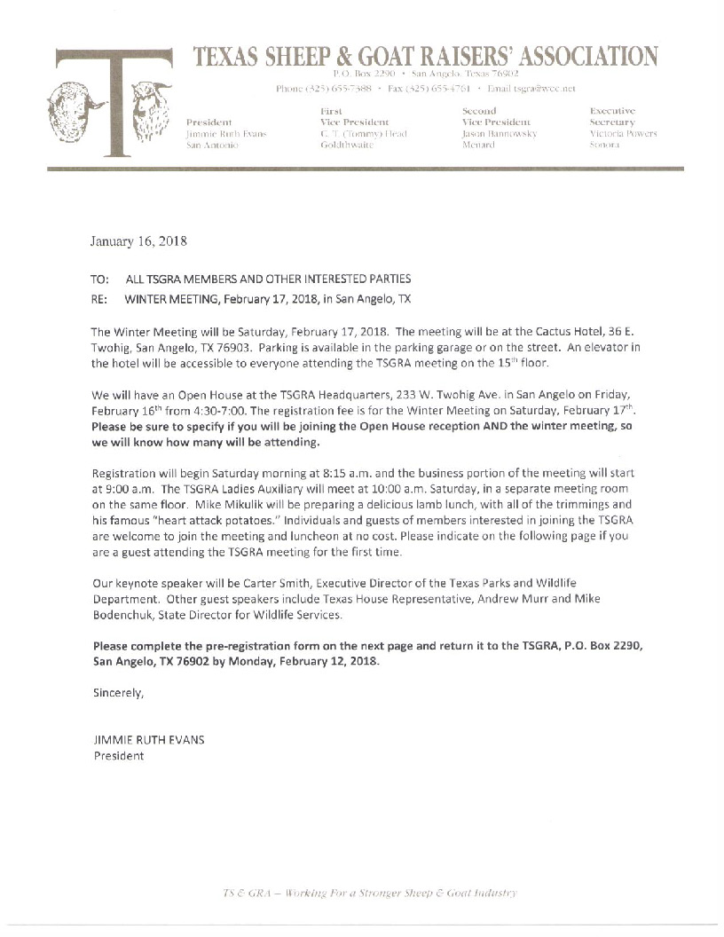 2018 TSGRA Winter Meeting